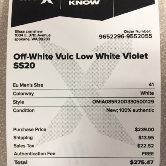 Off-White Vulc Low White Violet SS20 Men's Size 41 - Picture 3 of 3